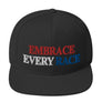 Embrace Every Race Black Flat Bill Snapback Hat
